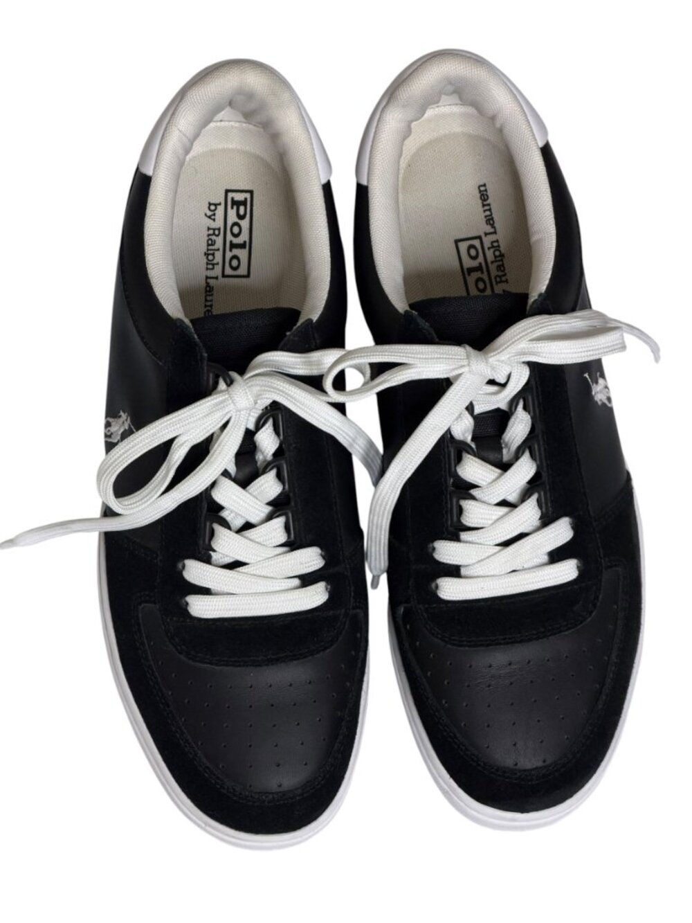 Polo Ralph Lauren Mens Court Sneakers Shoes Leather Suede Black 10 - Picture 3 of 10